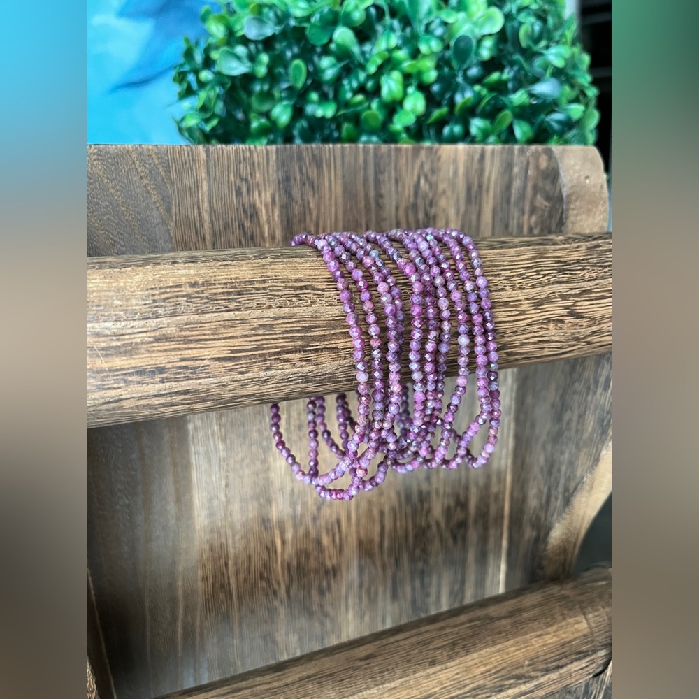 Ruby faceted bracelet